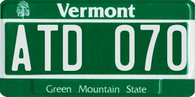 VT license plate ATD070