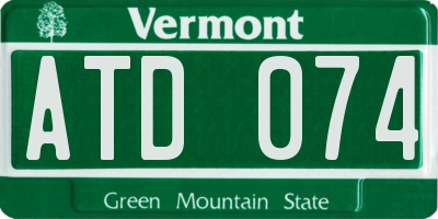 VT license plate ATD074