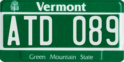 VT license plate ATD089