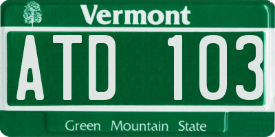 VT license plate ATD103