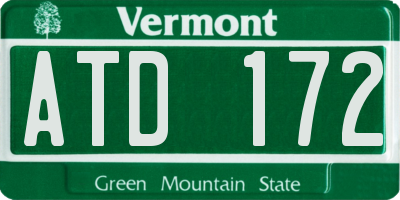 VT license plate ATD172