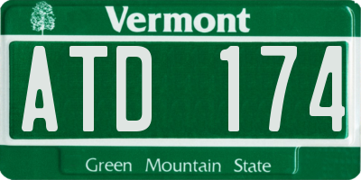 VT license plate ATD174
