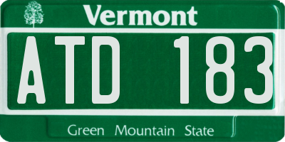 VT license plate ATD183