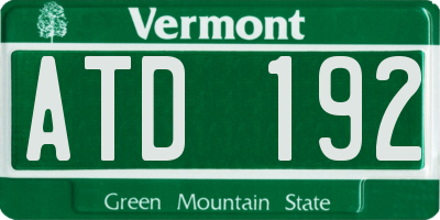 VT license plate ATD192