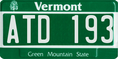 VT license plate ATD193