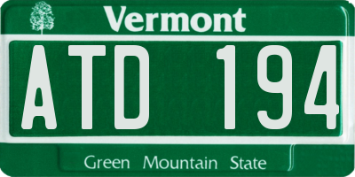 VT license plate ATD194