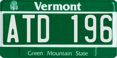 VT license plate ATD196