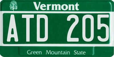 VT license plate ATD205