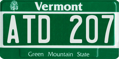 VT license plate ATD207