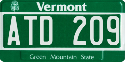VT license plate ATD209