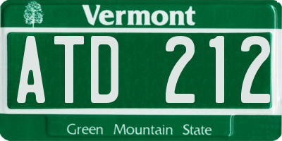 VT license plate ATD212