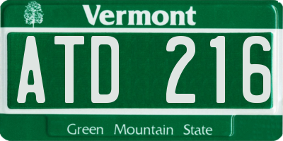 VT license plate ATD216