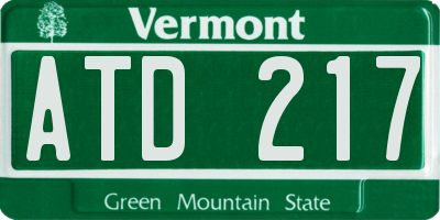 VT license plate ATD217