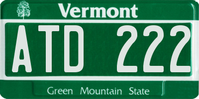 VT license plate ATD222