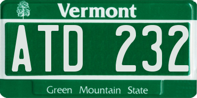VT license plate ATD232
