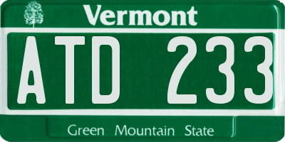 VT license plate ATD233