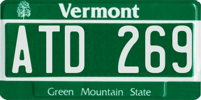 VT license plate ATD269