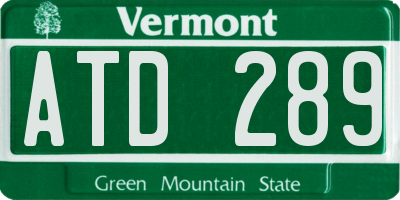 VT license plate ATD289