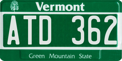 VT license plate ATD362