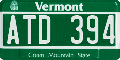 VT license plate ATD394