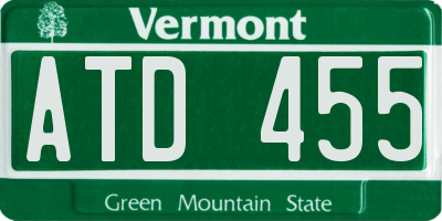 VT license plate ATD455