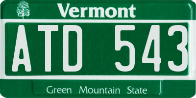 VT license plate ATD543