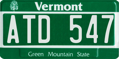 VT license plate ATD547