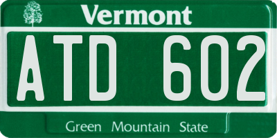 VT license plate ATD602