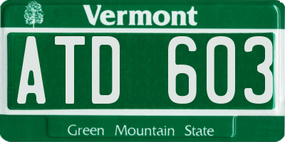 VT license plate ATD603