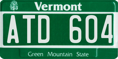 VT license plate ATD604