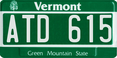 VT license plate ATD615