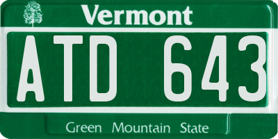 VT license plate ATD643