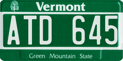 VT license plate ATD645