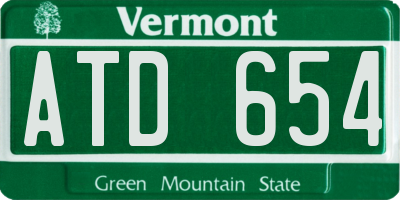 VT license plate ATD654