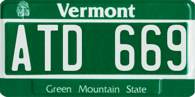 VT license plate ATD669