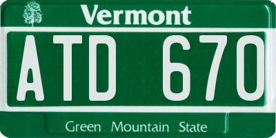 VT license plate ATD670