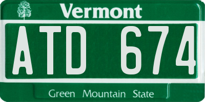 VT license plate ATD674