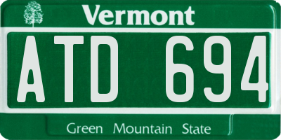 VT license plate ATD694