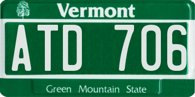 VT license plate ATD706