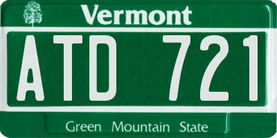 VT license plate ATD721