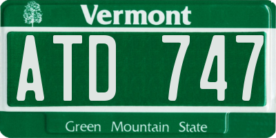 VT license plate ATD747