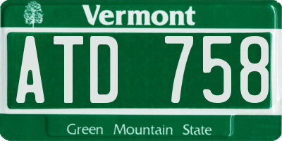 VT license plate ATD758