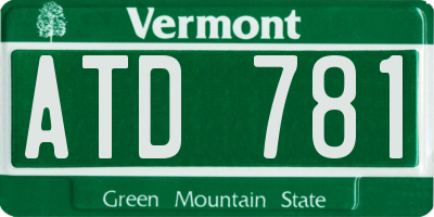 VT license plate ATD781