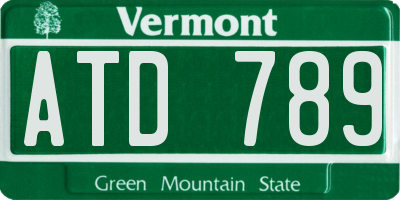 VT license plate ATD789