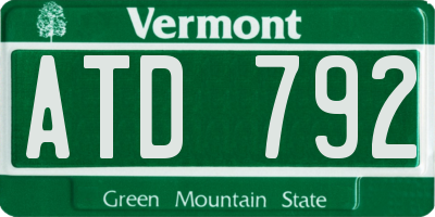 VT license plate ATD792