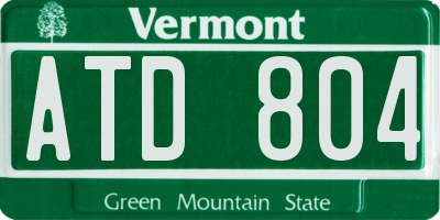 VT license plate ATD804