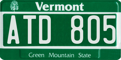 VT license plate ATD805