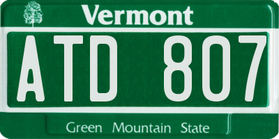 VT license plate ATD807
