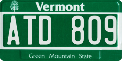 VT license plate ATD809