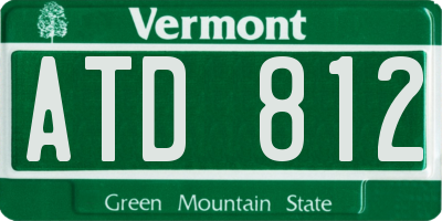 VT license plate ATD812